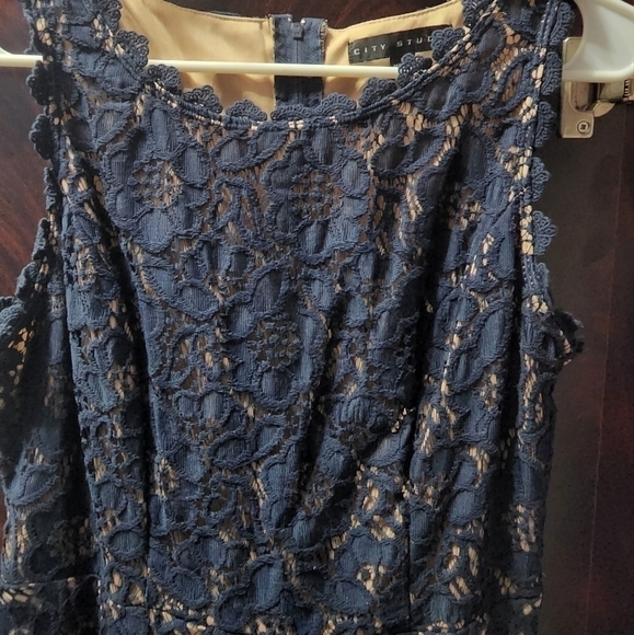 City Studio Junior's Lace Sleeveless Fit & Flare Dress Zipper - Picture 5 of 5